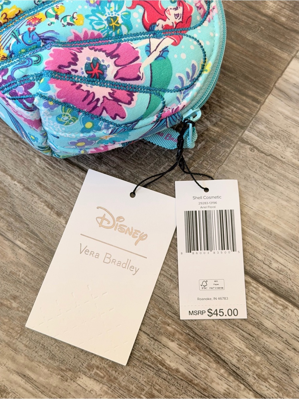 Vera Bradley Disney Ariel Floral Aqua Quilted Kids Pouch - Picture 6 of 6